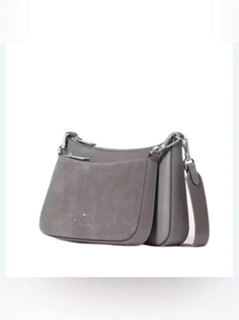 Kate Spade Duet Suede Small Crossbody | Hare Grey | Style KM147